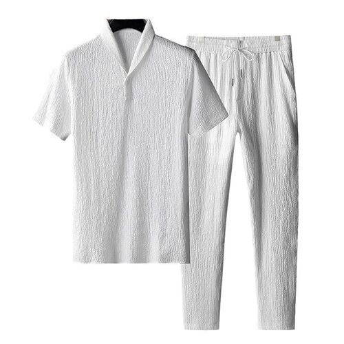 2025 Striped Pleated Short-sleeved Mens Trousers With Ice S
