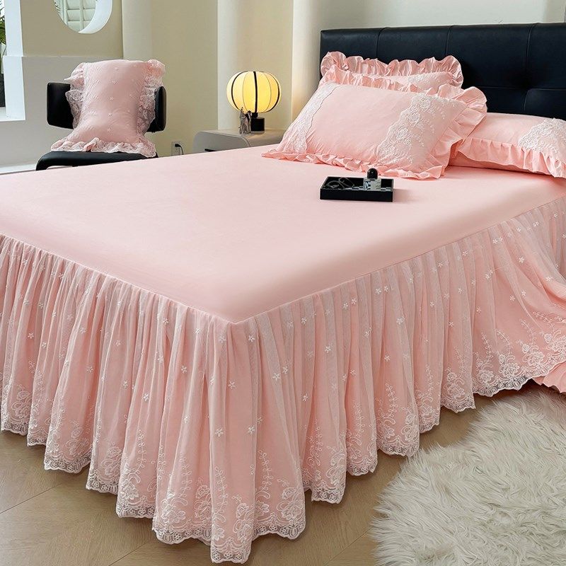 韩式类水洗棉床裙式床罩单件公主风蕾丝花边三件防尘遮丑床,床上用品,床裙,淘宝优惠券,粉丝福利购,淘宝优惠卷