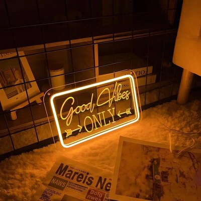 Good Vibes Only Neon Sign Engrave Personal LED Lights For