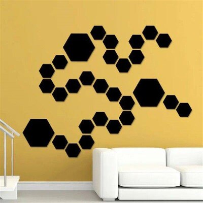 12PCS Hexagonal Mirror Walls Sticker Acrylic Mirror Walls
