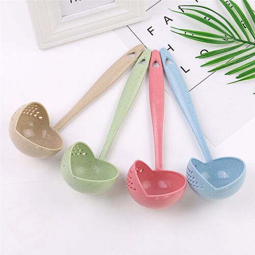 New Soup Spoon Long Handle Kitchen Strainer Solid Color Cook