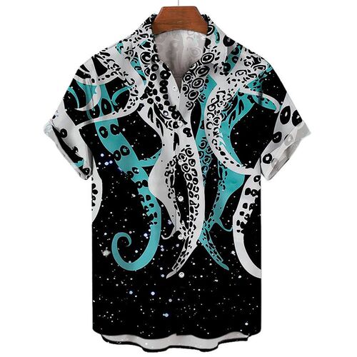 Animal Print Mens Shirt Luxury Octopus Tentacle Pattern Fas