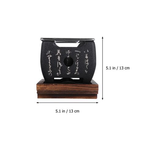 Ja平底锅ese Grill with Wooden Base Barbecue Stove Cast Grill