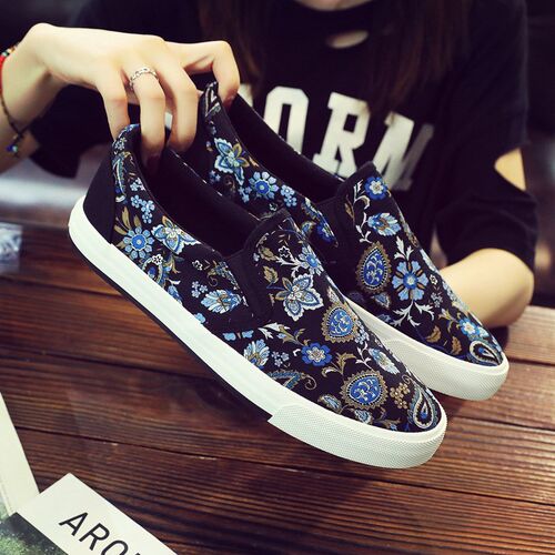 2020 New Autumn Floral nd Casual Korean Lazy Shoes Low-help