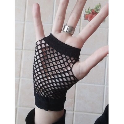 New Black Womens Short Fishnet Net Gloves Fingerless Mesh Gl