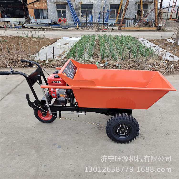 汽油机动力手推式灰斗车 工地水泥沙石运输车 手推多功能翻斗车