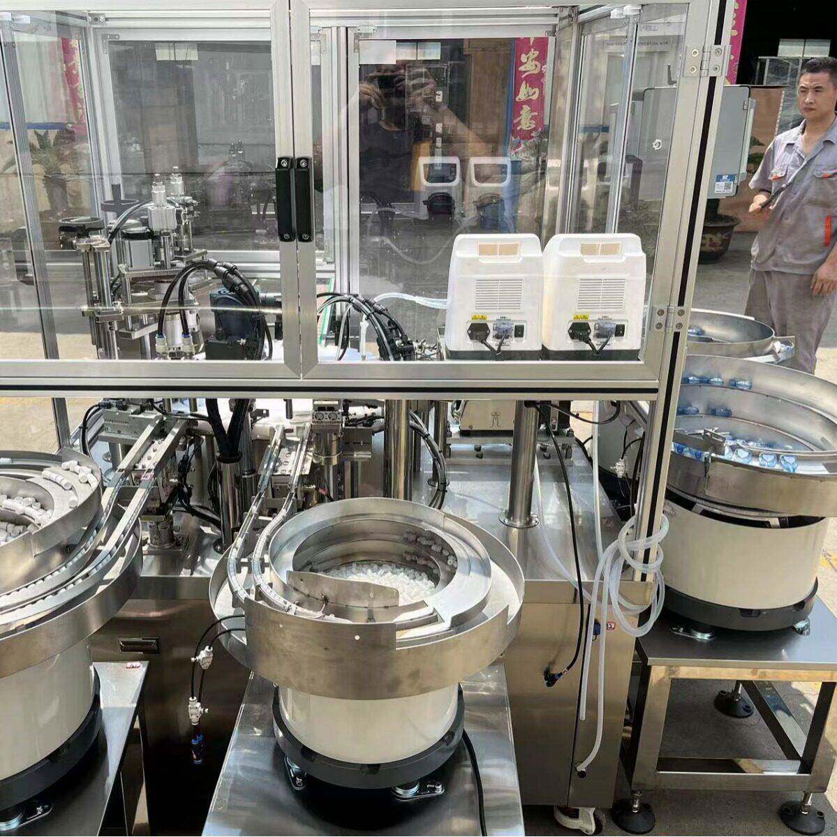 自动分头液体灌装机10ml滴眼液加塞旋盖一体双头精度封口设备