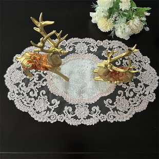 2023新款欧式蕾丝绣花桌垫餐桌茶几桌布奢华桌旗床头柜旗布艺餐垫