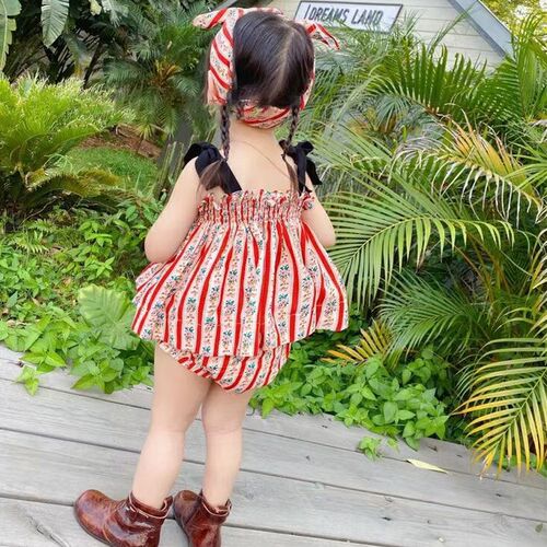 Girl Clothes Sets 2022 New Summer Kids Flower Baby Dress Chi