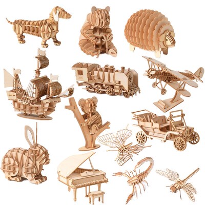 3D Wooden Insect Puzzle Animal Skeleton Assembly Model Puzzl