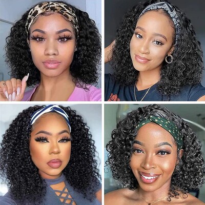 Jerry Curl Headband Wig Human Hair Short Human Hair Wigs For