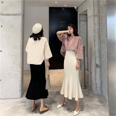 Spring New Sexy High Waist Slim-fit Knitted Fishtail Hip Ski