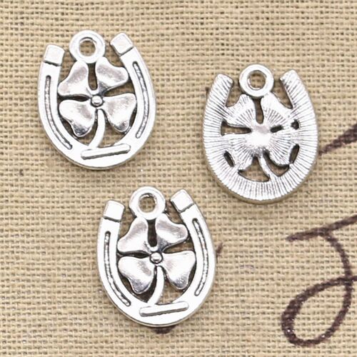 12pcs Charms Horseshoe Lucky Clover 18x15mm Antique Making P