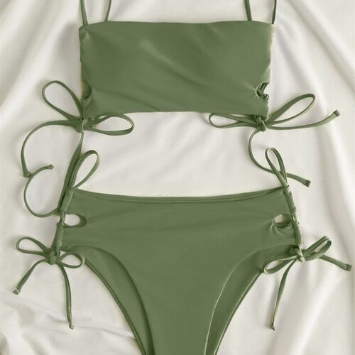 Womens Swimsuit Bikinis 2023 Purple Green Beige Separate Sw