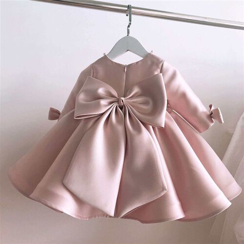 Pink Princess Dress Long Sleeve Girls Dress Satin Piano Com