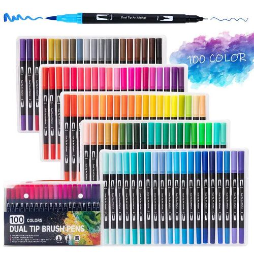 12-120 Colors Felt Tip Drawing Watercolor Art Markers Pen,Du