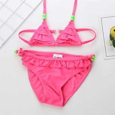 2~7Y Biquini Infantil Solid color Girls swimwear High qualit