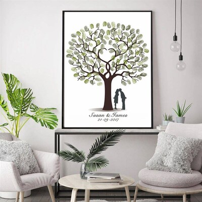 Personalized Wedding Guest Book Fingerprint ree  Wall Art Po