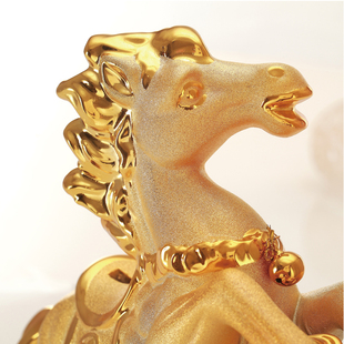 金马摆件储蓄罐金色十二生肖马年陶瓷存钱罐开业礼品家居饰品