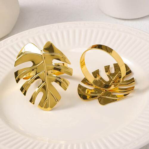 NEW 6pcs Napkin Rings Set Leaves Napkin Ring Holders