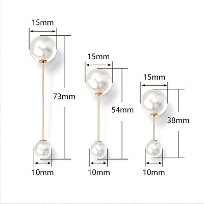 10pcs/lot Imitation Pearl Brooches Safety Pin Beige Double B