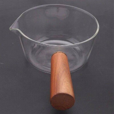 LUDA 2X Glass Milk Pot With Wooden Handle 400Ml Cooking Pot