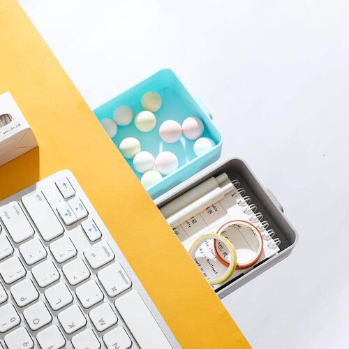 Large under-table storage box for home use, adhesive-style c