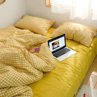 Yarn-dyed wash cotton four-piece cotton cotton bedding quilt