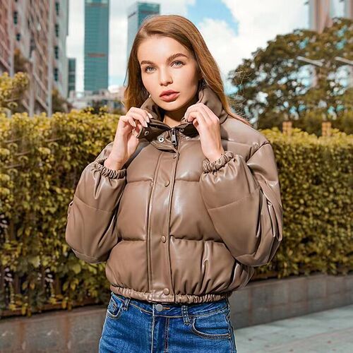 2023 Winter Thick Warm PU Leather Coats Women Short Parkas