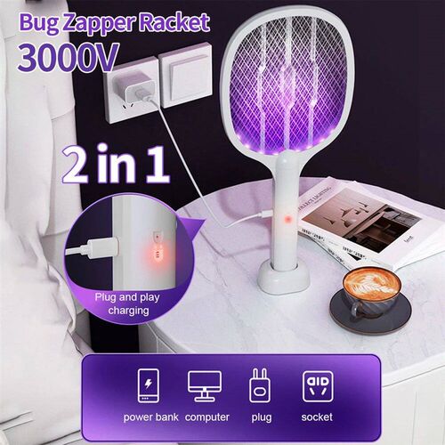 Electric Fly Insect Bug Zapper 2 in 1 Racket Mosquito Killer