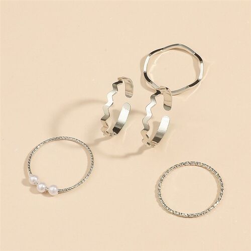 5Pcs/Set Fashion Tiny Wave Ring Set for Women Trend Personal