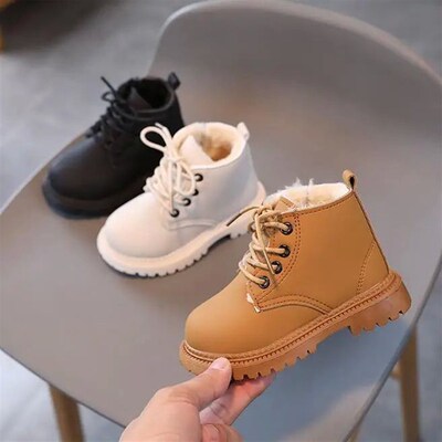 New Autumn Winter Children Leather Boots Girls Boys Shoes Ki