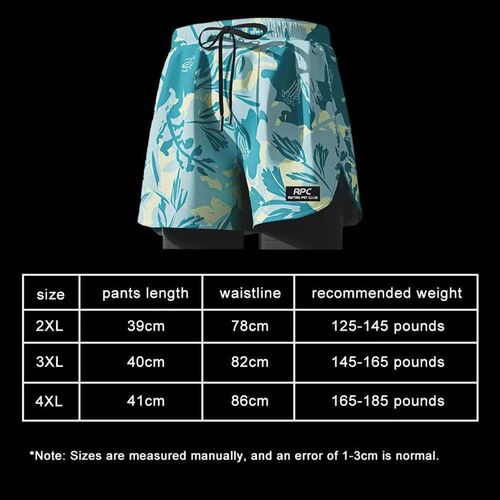 Printed Adult Men Swim Trunks 2 In 1 Quick Dry Double Layer