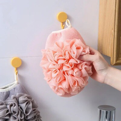 2 In1 Body Exfoliating Scrubber Gloves Cleaning Flower Bathr