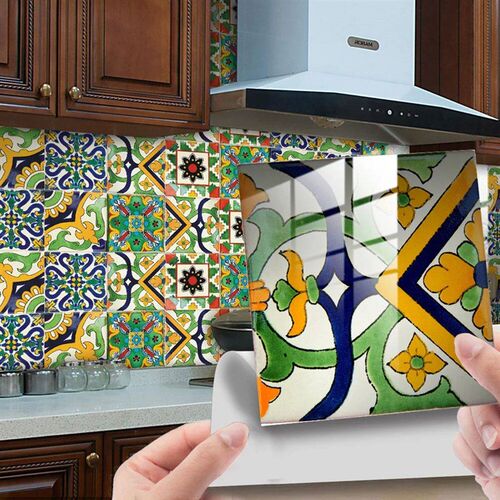 10pcs Retro Mandala Pattern Crystal Tiles Sticker Waterproof