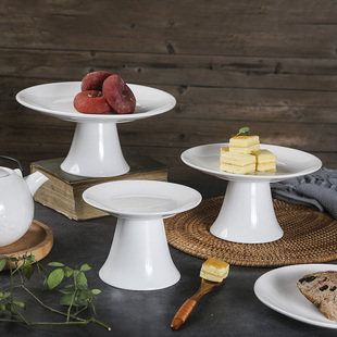 家用创意欧式 陶瓷蛋糕托盘甜品台展示架下午茶高脚点心盘糖果盘子
