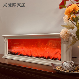 仿真壁炉火焰灯假柴火焰复古欧式客厅摆件火焰灯白色火炉气氛灯