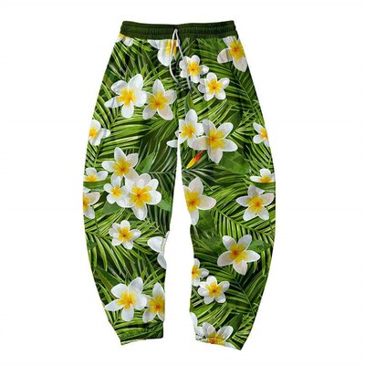 Mens Casual Trousers Tropical Plant Casual Cargo Pants