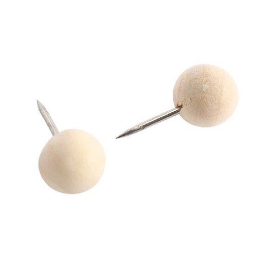 130Pcs Round Wood Decorative Push Pins, Wood Head And Steel