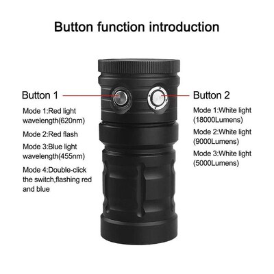 Professional LED Diving Flashlight 18000LM COB Tactical Torc