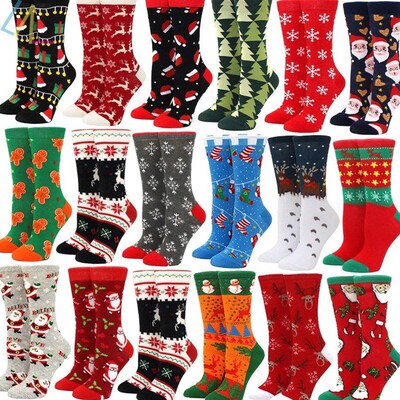 New Christmas tree reindeer fashion ladies Xmas cotton socks