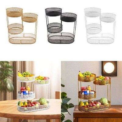 Worktop Fruit Basket Fruit Bowl Holder Serving Tray Metal