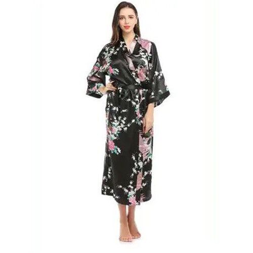 Womens Silk Satin Kimono Robes Long Sleepwear Dressing Gown