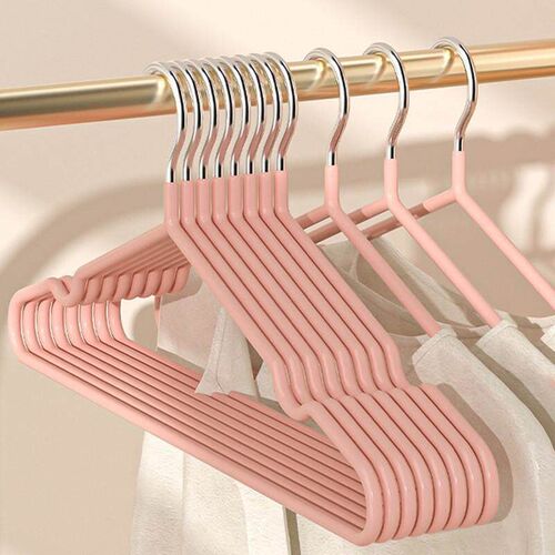 A set of 10 non-slip, mark-free clothes hangers designed for