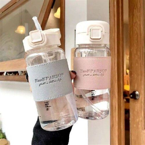 1Pc Creative Water Bottle with Straw Portable Cute Plastic