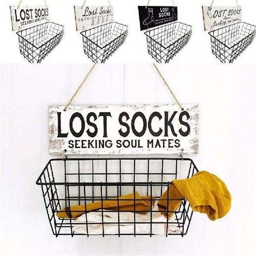 Wall Mounted Socks Storage Basket Wire Organizer Iron Grid
