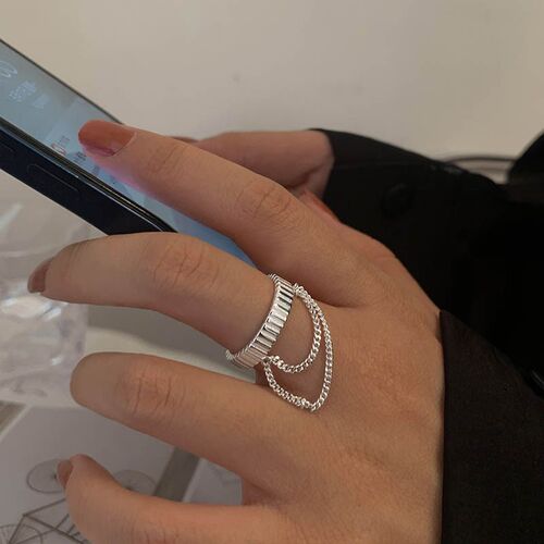 Multi Layer Chain Rings Punk Vintage Fidget Ring For Men Wom