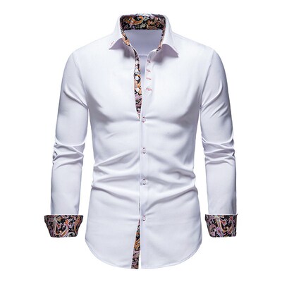 Mens Shirt with Collar White Shirts Man Long Sleeve Mens S