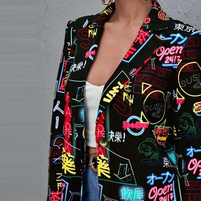 2025 Fashion Womens Printed Blazer Western Style 2025 Europe