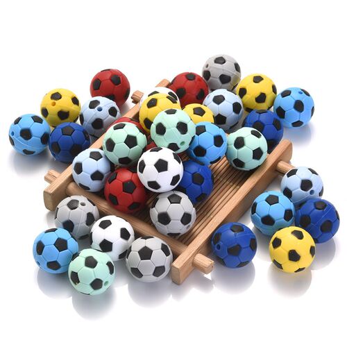 19mm 10Pcs Silicone Round Beads Soccer Ball Style Teething C